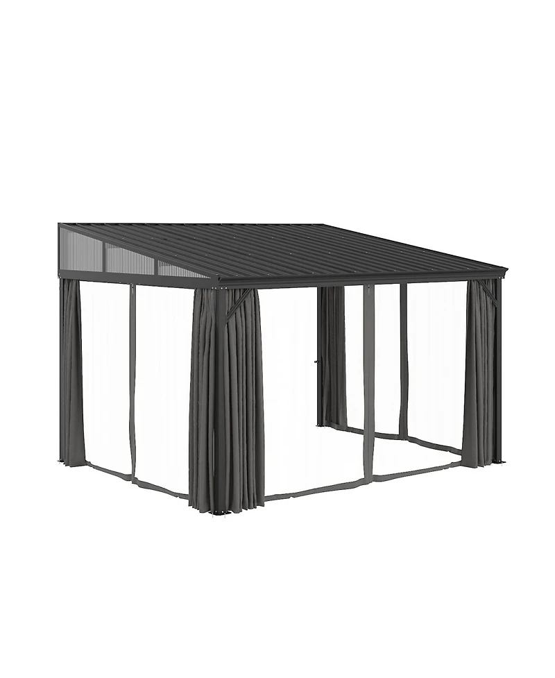 Homsee 10x12 Ft Aluminum Frame Sloped Galvanized Steel Roof Wall Mounted Gazebo Umbrellas & Canopies & Awnings