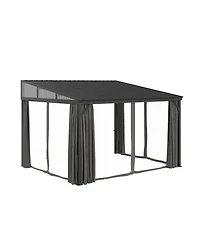 Homsee 10x12 Ft Aluminum Frame Sloped Galvanized Steel Roof Wall Mounted Gazebo Umbrellas & Canopies & Awnings