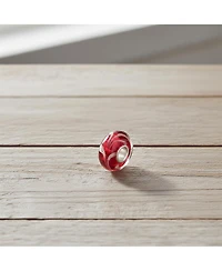 Bling Jewelry Red White Vine Murano Glass Charm Bead with Sterling Silver Core Bracelets