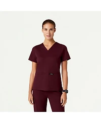 Jaanuu Women's Cesi 2-Pocket Slim Knit V-Neck Scrub Top