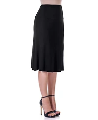 24seven Comfort Apparel Petite A Line Elastic Waist Knee Length Skirt