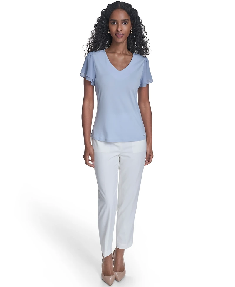 Calvin Klein Women's Solid V-Neck Blouse