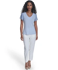 Calvin Klein Women's Solid V-Neck Blouse