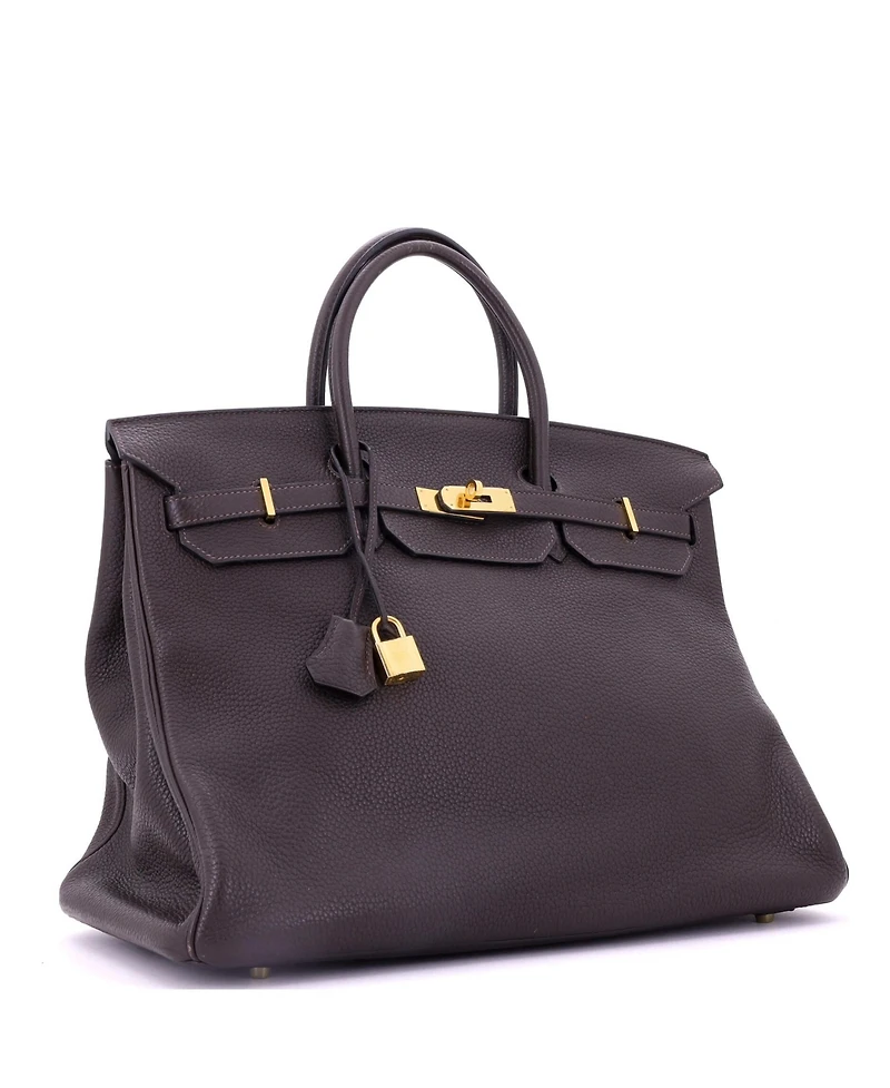 Pre-Owned Hermes Birkin 40 Handbag Brown Clemence with Gold Hardware