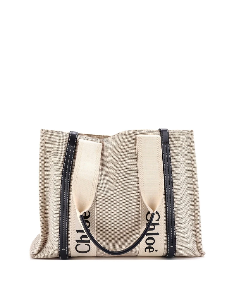 Pre-Owned Chloe Medium Woody Tote Canvas with Leather
