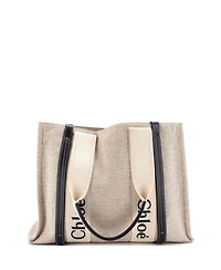Pre-Owned Chloe Medium Woody Tote Canvas with Leather