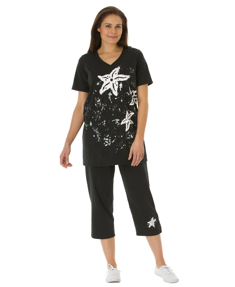 Woman Within Women's Starfish Tee And Capri Set