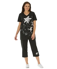 Woman Within Women's Starfish Tee And Capri Set