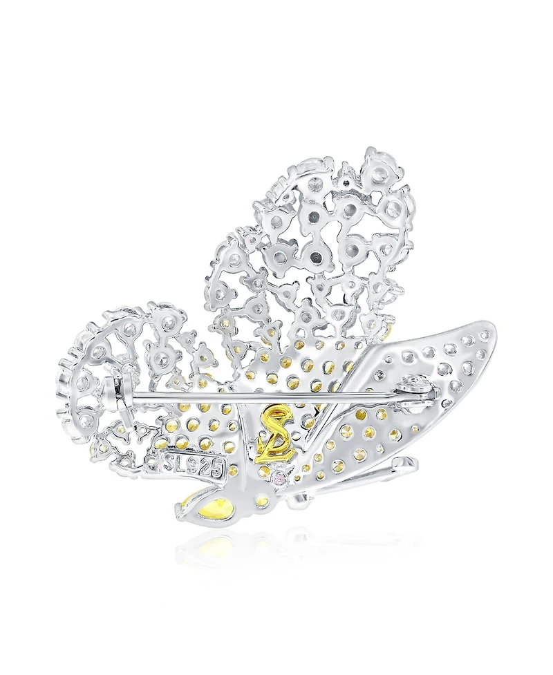 Suzy Levian New York Gala Collection Sterling Silver Cubic Zirconia Butterfly Brooch