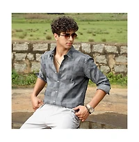 Campus Sutra Men's Moon Grey Buffalo-Jacquard Shirt