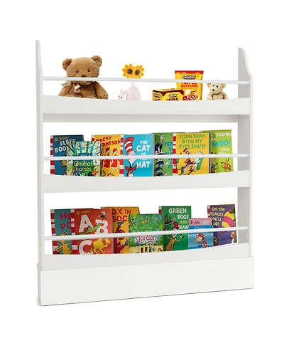 Gymax 3-Tier Kids Bookshelf Anti-toppling Kits Toy Storage Bookcase Rack Wall