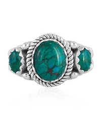 American West Jewelry Sterling Silver Chrysocolla 3 Stone Ring Sizes 5 To 11