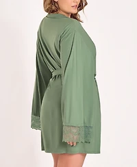 iCollection Plus Stretch Knit Long-Sleeve Robe