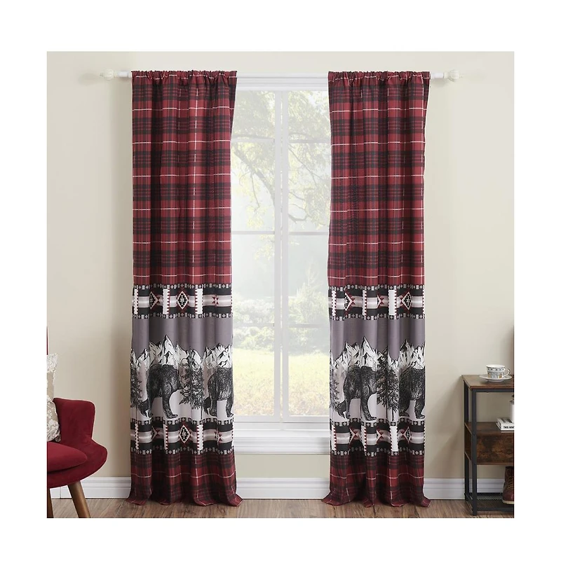 Greenland Home Fashions Timberline Curtain Panel Set - 84x84", Red