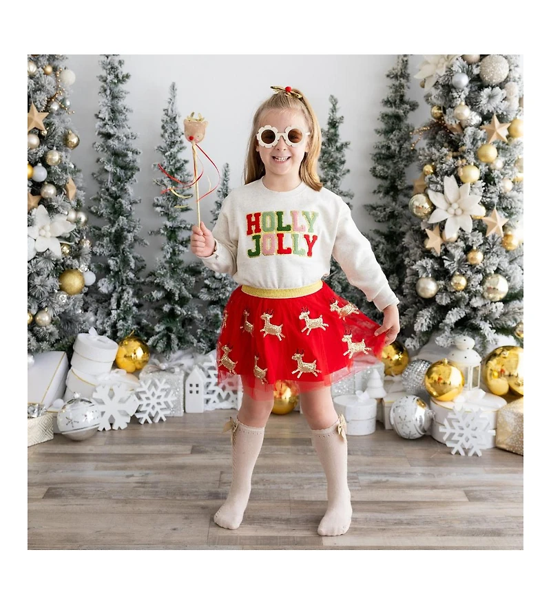 Sweet Wink Baby Girls Holly Jolly Patch Christmas Sweatshirt