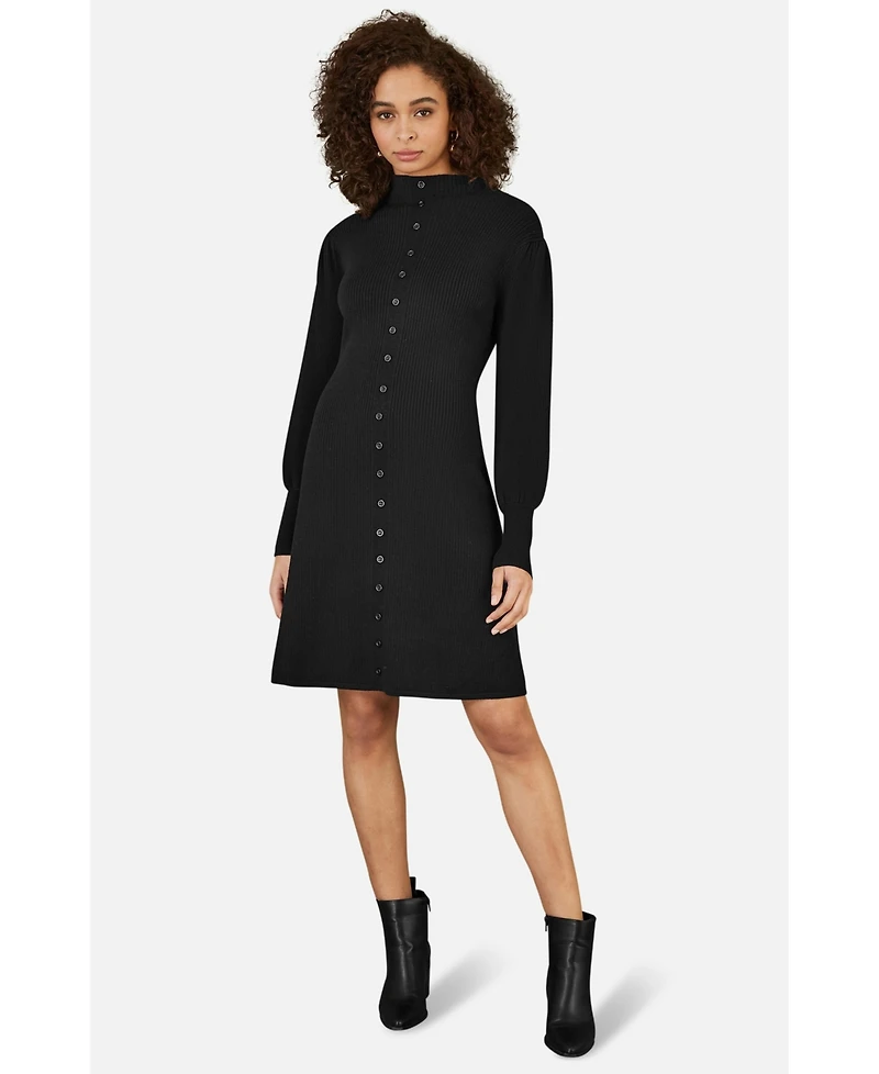 Yumi Women's Knitted Button Up Midi Dress