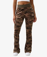 True Religion Women's Camo Velour Bootcut Pants