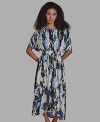 Bcbg Women's Abstract Print Crewneck Cape Maxi Dress