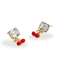 Steve Madden Faux Stone Cherry Charm Drop Earrings