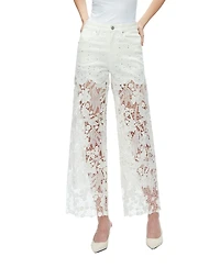 Bayeas Plus High-Rise Embroidered Lace Rhinestone Wide-Leg Jeans