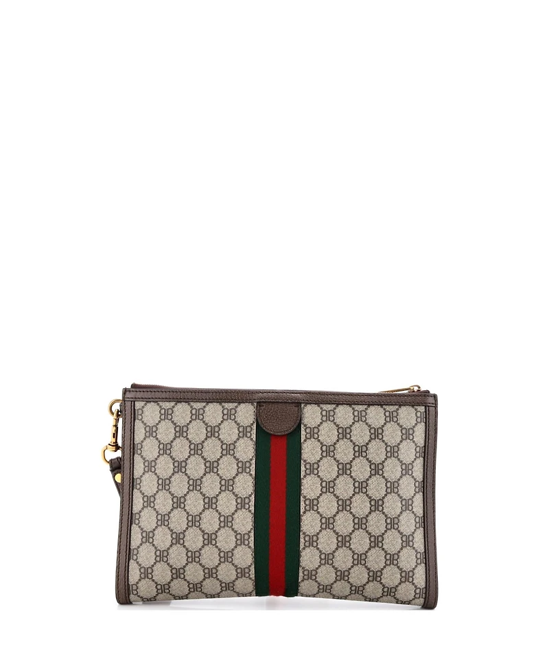 Pre-Owned Balenciaga x Gucci The Hacker Project Web Wristlet Clutch Bb Coated Canvas