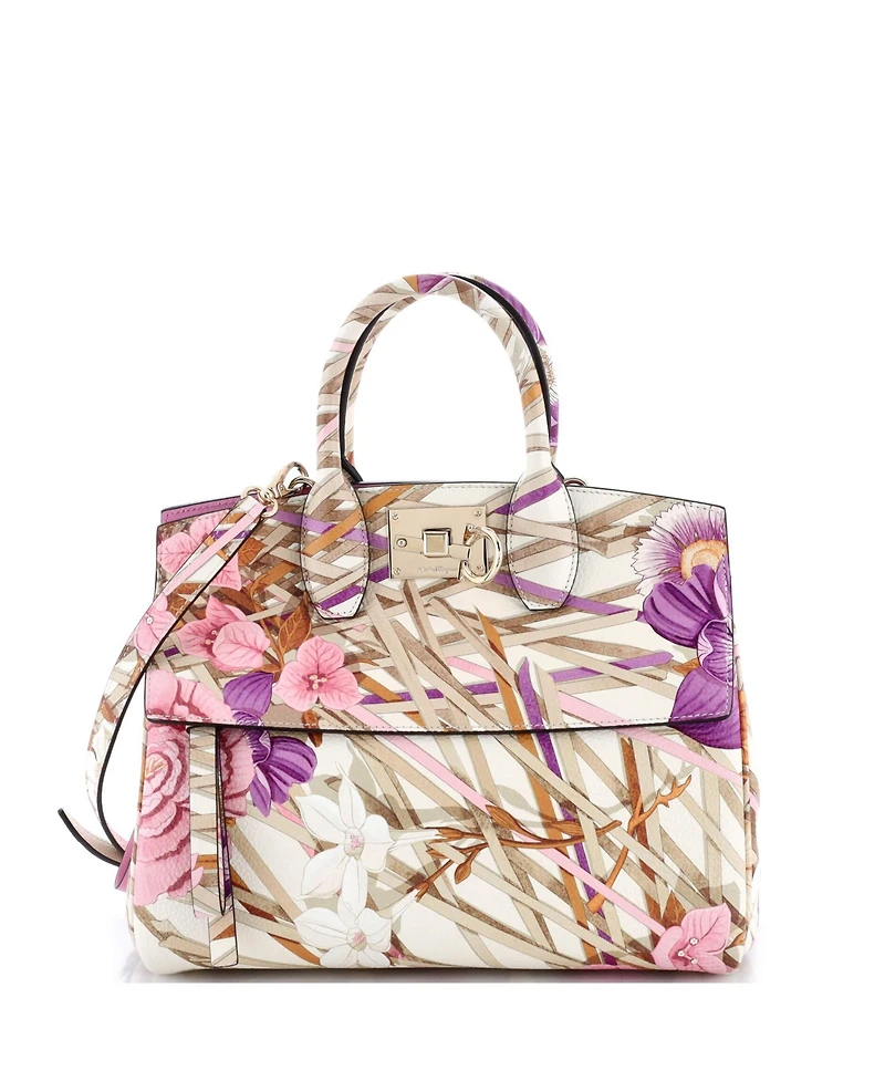 Pre-Owned Salvatore Ferragamo Small Studio Satchel Printed Leather