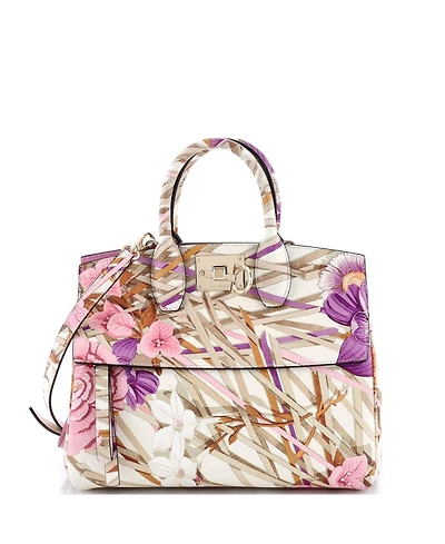 Pre-Owned Salvatore Ferragamo Small Studio Satchel Printed Leather