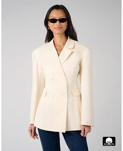 WeWoreWhat Women's Double Breasted Cinched Waist Blazer