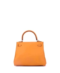 Pre-Owned HERMES Kelly 25 Handbag Orange Swift with Palladium Hardware