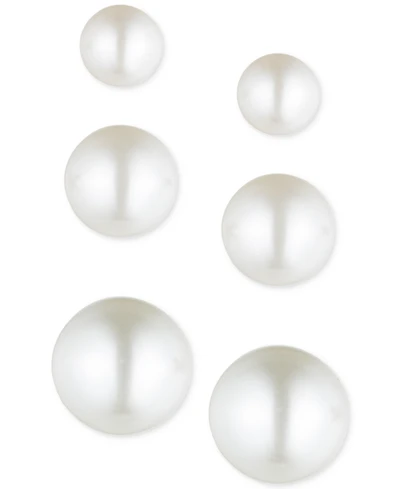 Anne Klein 3-Pc. Set Gold-Tone Imitation Pearl Stud Earrings