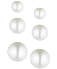 Anne Klein 3-Pc. Set Gold-Tone Imitation Pearl Stud Earrings
