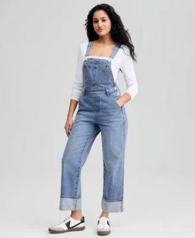 Now This Womens Cuffed Denim Overalls Macys Exclusive