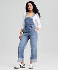 Now This Womens Cuffed Denim Overalls Macys Exclusive