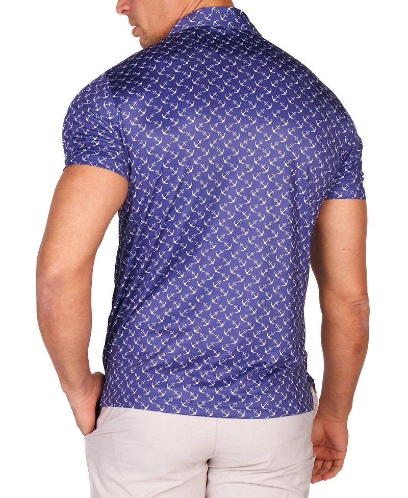 TailorByrd Men's Sailing Anchors Performance Polo Shirt