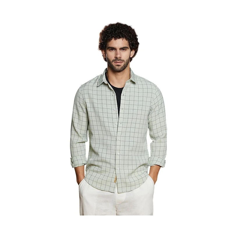 Campus Sutra Men's Ivory White Graph Check Shirt