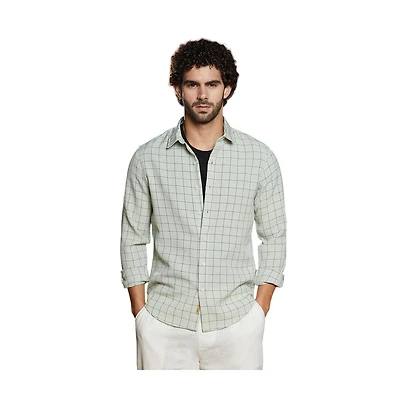Campus Sutra Men's Ivory White Graph Check Shirt