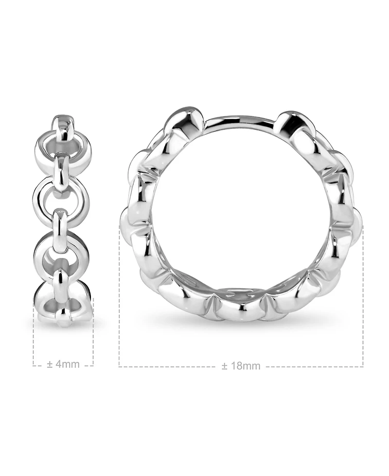 Devata Cable Link Hoop Earrings in Rhodium Plated Sterling