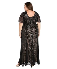 R & M Richards Plus Sequin Detail Maxi Dress