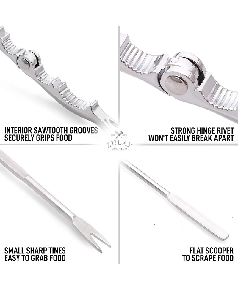 Zulay Kitchen 10 Piece Crab Crackers and Tools Set - Cracks Small to Large Pieces