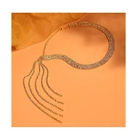 Sohi Silver Bling Cluster Motif Necklace for Women