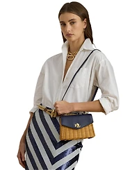 Lauren Ralph Lauren Farrah Small Rattan and Leather Satchel Bag