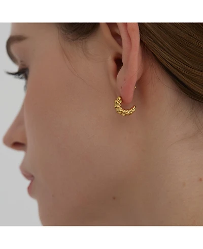 Joey Baby Gold Croissant Twisted Hoop Motif Earrings