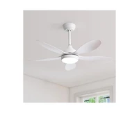 Sofucor 42-inch Matte White 5-Blade 6-Speed Adjustable Led Ceiling Fan Light with Remote Control