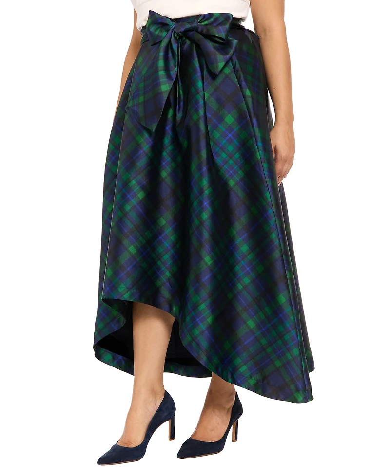 Muse Plus High-Low Plaid Ball Gown Skirt