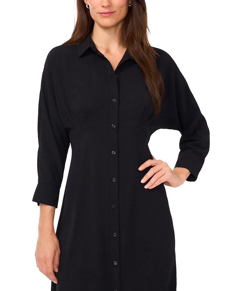 Msk Petite Collared Midi Shirtdress