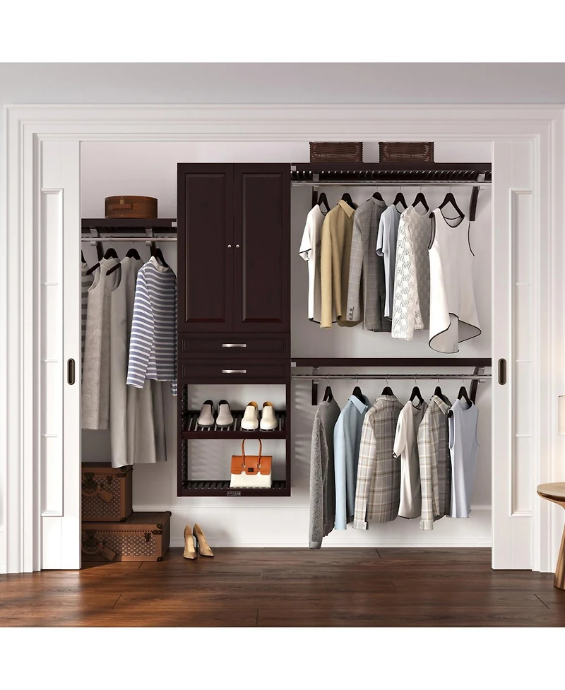 John Louis Home Solid Wood Walk-In Closet Organizer with 2 Drawers and Doors Brand