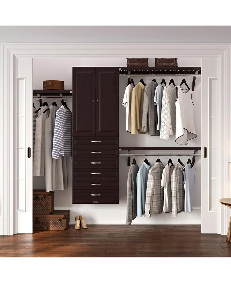 John Louis Home Solid Wood Walk-In Closet Organizer with 6 Drawers and Doors