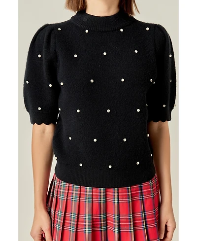 English Factory Women's Scallop Embellishment Knit