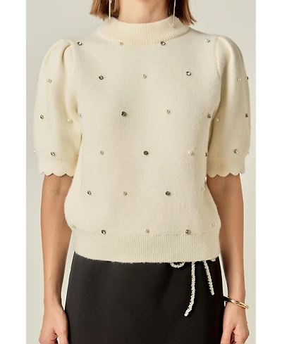 English Factory Women's Scallop Embellishment Knit