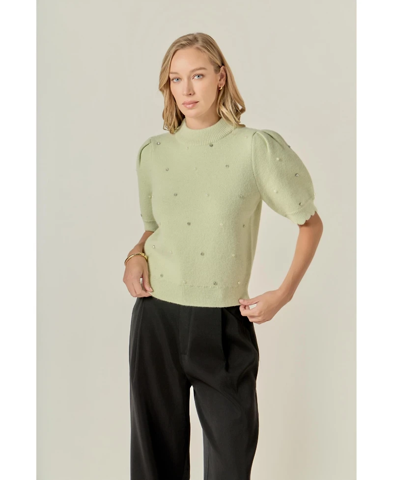 English Factory Women's Scallop Embellishment Knit